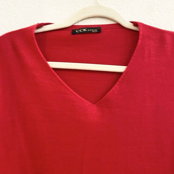CCK Style Womens Blush Wool-Blend V-Neck Sweater Size 36 Large‎ Red - Picture 2 of 9